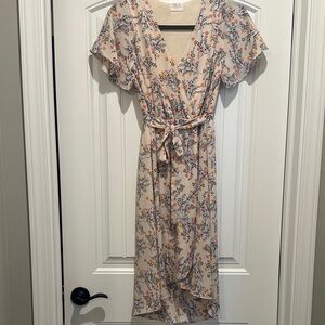 Sienna Sky Floral High Low Dress - Cream and Pink